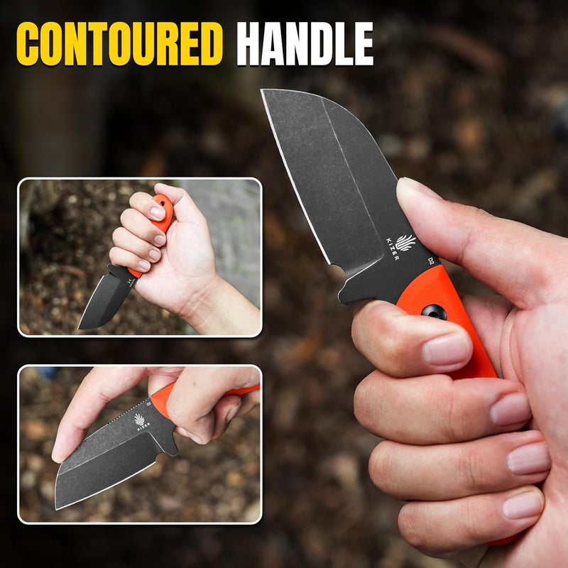 KIZER Deckhand Fixed Blade Knife with Sheath, D2 Blade Camping Knife G10 Handle, Fixed Blade EDC Knives for Men Women, Outdoor Hunting Hiking Survival Knives 1062M1 - Image 4